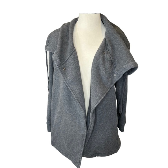 Zella Sweater Womens Sweatshirt Cardigan Cowl Neck Stretchy Pockets Gray Medium - Picture 1 of 8